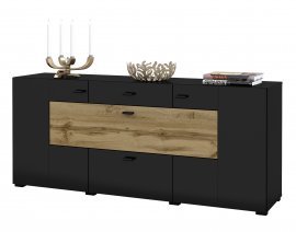 Kommode Coby – Schwarzer Onyx/Wotan-Eiche – 24WNMB26