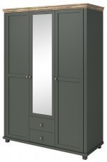 Kleiderschrank Evora S mit Spiegel – Grün/Eiche Lefkas – 24ZRJU19