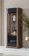 Vitrine Kasai – Nuss Columbia/Schwarz Hochglanz – 24RWMI05