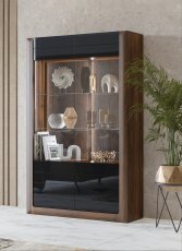 Vitrine Kasai – Nuss Columbia/Schwarz Hochglanz – 24RWMI12