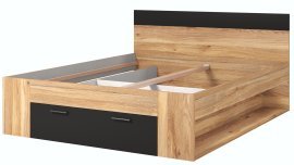 Bett Beta – 160x200 cm – Mauvella Eiche/Schwarz – 22MW1691