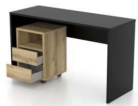 Schreibtisch mit Schrank Agapi – Schwarz/Eiche – 24WNLZ07