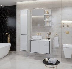 Badezimmerset Irvine – Weiß-Schwarz/Weiß Hochglanz