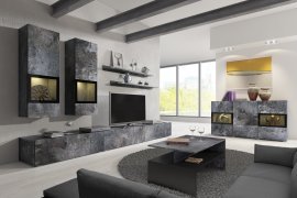 Wohnwand Baros - Schiefer - Schwarz - 24B0BM10