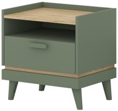 Nachttisch Scandi – Eiche geölt in verblasstem Grün / verblasstes Grün