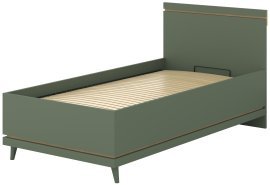 Bett Scandi mit Hebemechanismus 100x200 cm – verblasst grün geölte Eiche/verblasst grün