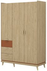 Garderobenschrank Scandi – geölte Eiche/geölte Eiche-Ziegel