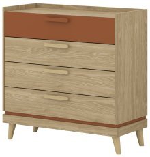 Kommode Scandi – geölte Eiche/geölte Eiche-Ziegelrot