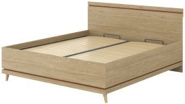 Bett Scandi mit Hebemechanismus 180x200 cm – geölte Eiche/geölte Eiche-Ziegelrot