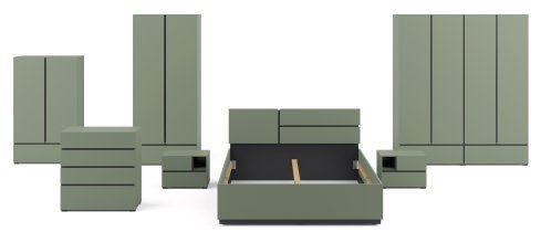 Schlafzimmer Cross S – grün/grün-schwarz