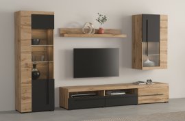 Wohnwand Roger I – Eiche Wotan/Eiche Wotan/Schwarz matt – 22N2ZH10
