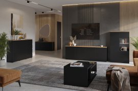 Wohnzimmer Modo – Schwarz/Eiche Mauvella