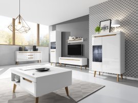 Wohnzimmer Nordi - Weiß/Eiche