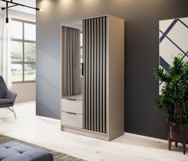 Kleiderschrank Nelly 2D mit Spiegel – Kaschmir