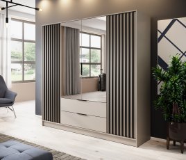 Kleiderschrank Nelly 4D mit Spiegel – Kaschmir