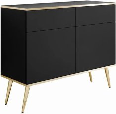 Kommode Oro KSZ107 – Schwarz – goldfarbene Füße – montiert
