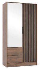 Kleiderschrank Nelly 2D mit Spiegel – Warmia-Nussbaum