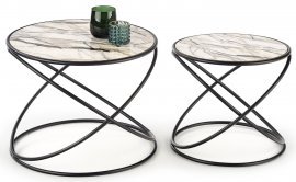 Set aus zwei Couchtischen Susanna - Weißer Marmor / Schwarz