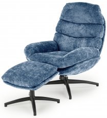Sessel Dario mit Hocker - blau