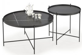 Set aus zwei Tischen Julieta - schwarzer Marmor/schwarz
