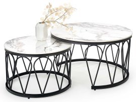 Set aus Couchtischen Formosa – Weißer Marmor/Schwarz