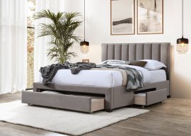 Bett Grace – 140x200 cm – beigefarbener Samt