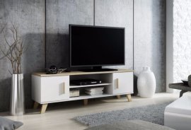 TV-Kommode Lotta 160 cm 2T2S – Weiß/Sonoma-Eiche