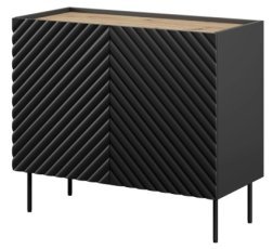 Kommode Onda 2D – Schwarz/Artisan-Eiche
