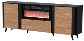 Kommode Volare 200 EF mit Option für den Einbau eines Kamins – Schwarz matt/Walnuss