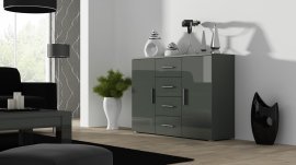 Kommode Cama Uni – Hochglanz Grau