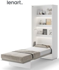 Kleiderschrankbett Lenart - Bed Concept 03 - 90x200 cm - weiß Hochglanz