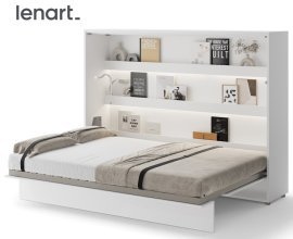 Kleiderschrankbett Lenart - Bed Concept 04 - 140x200 cm - Weiß Hochglanz