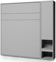Bed Concept - Set aus Schrankbett BC-13, Kopfteil BC-33, 1x LED, Schränken BC-07 und Matratze – 180x200 cm – grau