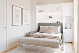 Set bestehend aus Bett im Schrank BC-12, Kopfteil BC-17, Sofa BC-19, 3x LED, Schränken BC-08 und Matratze – 160x200 cm – weiß/grün