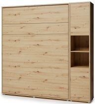 Bed Concept - Set: Bett im Schrank BC-12, Kopfteil BC-17, 1x LED, Schränke BC-08, Matratze – 160x200 cm – Eiche Artisan/Beige