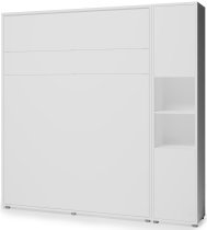 Bed Concept - Set Bett im Schrank BC-01, Kopfteil BC-16, 1xLED, Schränke BC-08, Matratze – 140x200 cm – weiß/grau
