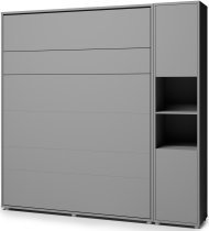 Bed Concept - Set aus Schrankbett BC-01, Kopfteil BC-16, 1xLED, Schränken BC-08 und Matratze – 140x200 cm – grau/grafit