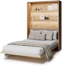 Elektrisches Schrankbett BC-36 mit beigem Kopfteil – 140 × 200 cm – Artisan-Eiche
