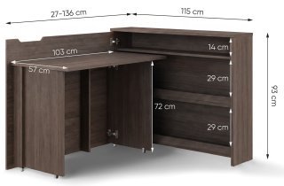 Bed Concept - Klappbarer Schreibtisch CW-01 – Eiche Dunin