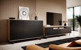 Wohnzimmer Logan - Artisan Eiche/Schwarz