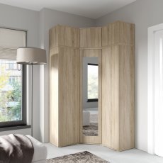 Eckschrank Emi 41 mit Spiegel und Oberelement - Sonoma Eiche