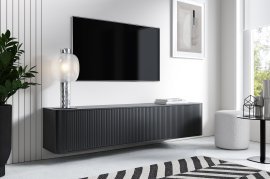 Hängendes TV-Lowboard Trenza 220 cm – Schwarz