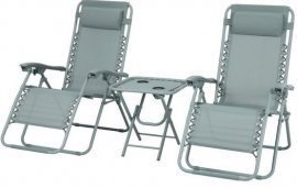 Set aus Gartenliegen Delux mit Tisch – grün