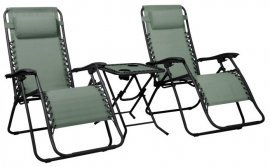 Set aus Gartenliegen Delux mit Tisch – grün/schwarz