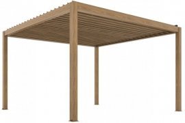 Gartenpergola Luxe 3x4 m mit LED-Beleuchtung und elektrischem Dach – Holz