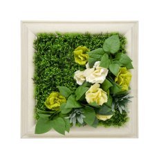 Tafel mit farbenfrohen Eustoma-Pflanzen (33x33 cm)