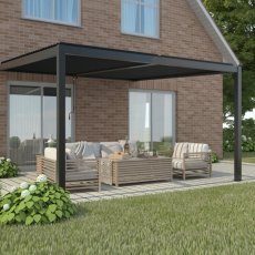 Pergola Luxe an der Wand 4x3x2,5 Anthrazit mit LED