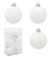 Set mit 6 Weihnachtskugeln, Ø 6 cm – Weiß – GIF2822