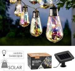 Solar-Gartenlichterkette 2 + 3,8 m 20 LED – Kaltweiß – SOL3569