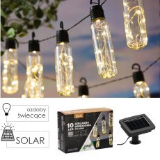 Solar-Gartenlichterkette 2 + 1,8 m mit 10 warmweißen LEDs - SOL3668